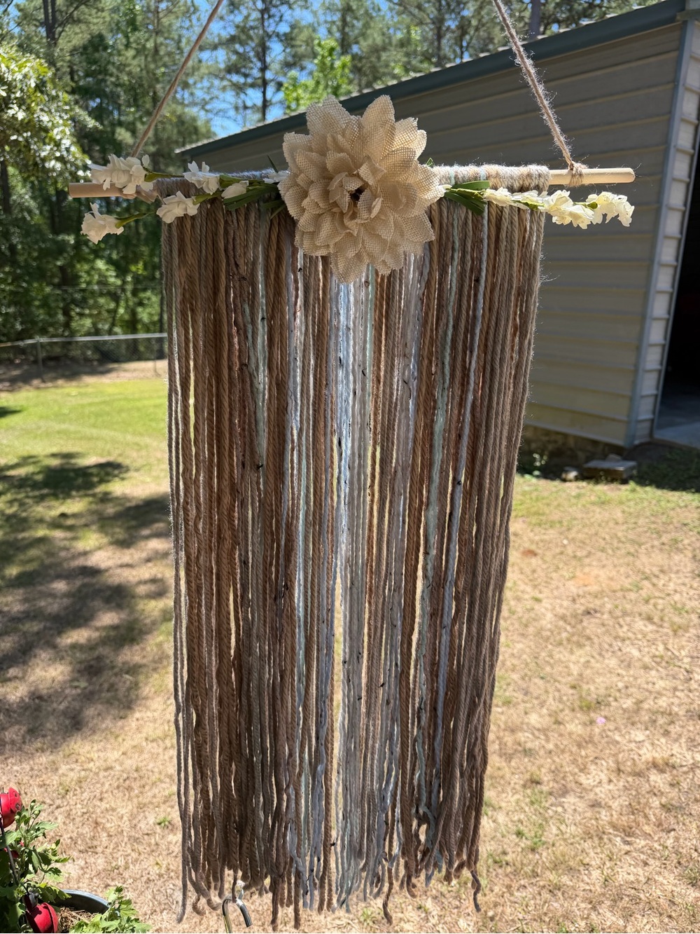 Handmade Beige and Natural Tassel Wall Hanging - Home Accents